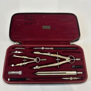 Vintage Drafting Tool Set Unitech 153-RU-Z Made in Germany Zip Around Case
